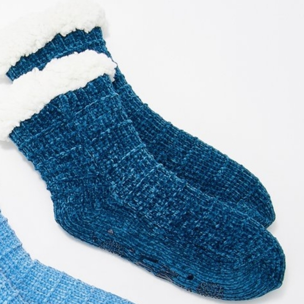 New S/M Blue Jojoba Oil Infused Chenille Socks | Gift Giving
